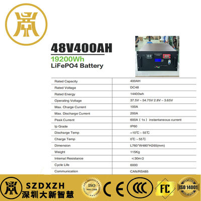 Montado en el bastidor Batería de almacenamiento Lifepo4 400Ah Batería de almacenamiento de energía para el hogar